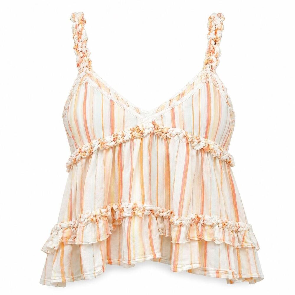 Vintage Y2K Ella Moss striped ruffle camisole tank top